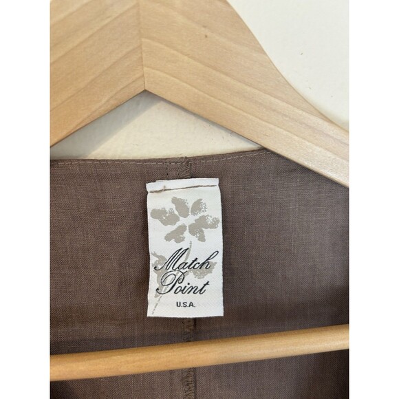 Match Point USA Top Womens S Brown Linen Tunic Lagenlook Coastal Asymmetrical - Picture 2 of 4